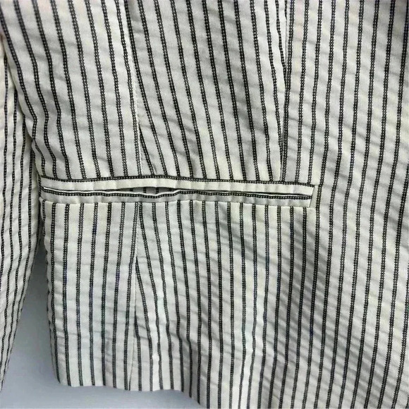 Ann Taylor Loft Women's Blazer Jacket Ivory/White and Black Stripes  Size 8 - Picture 6 of 16